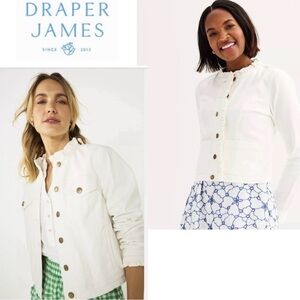 Draper James Women's White Cream Ruffle Collar Jean Jacket